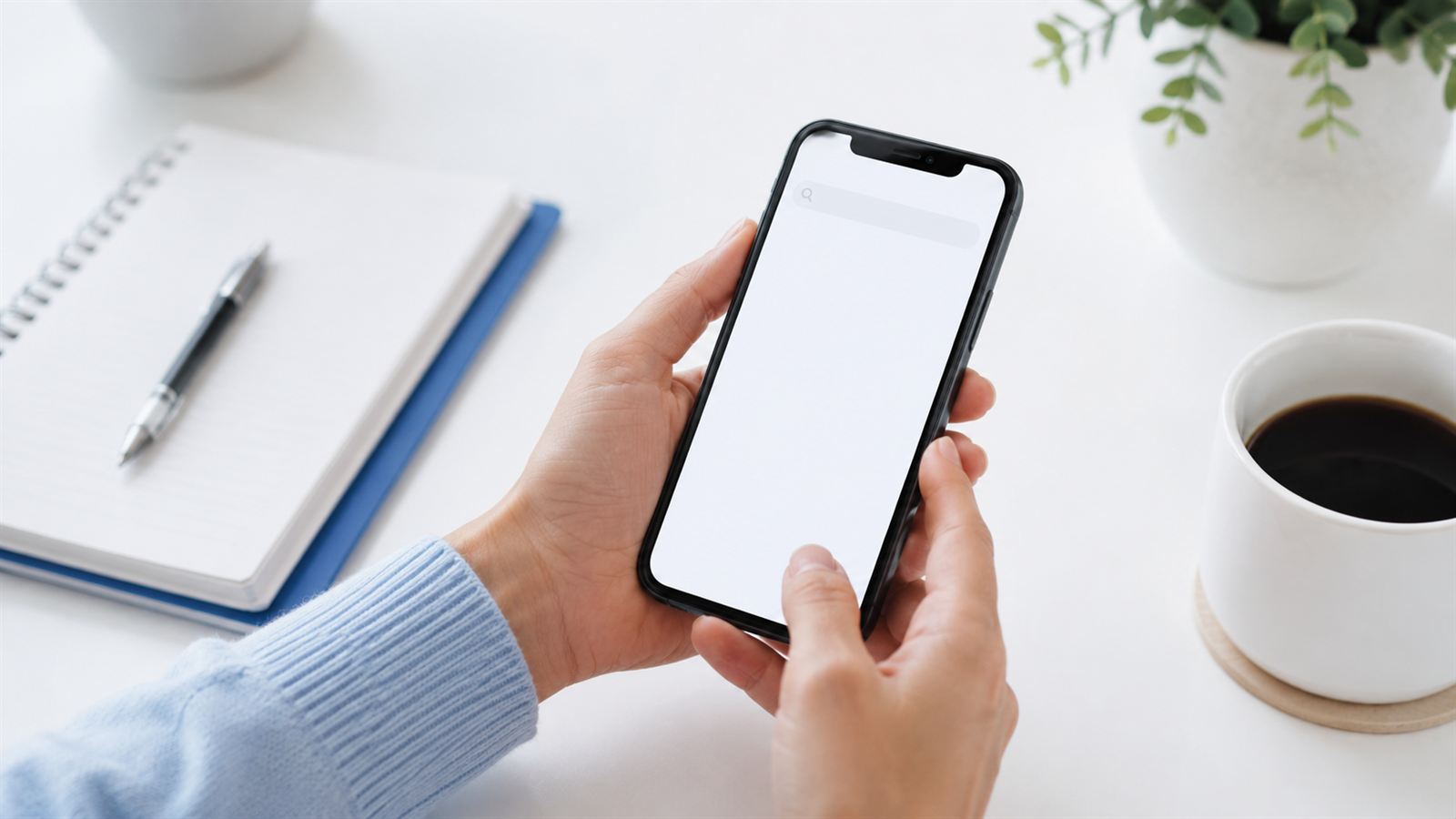 A person beginning to research care options on a smartphone